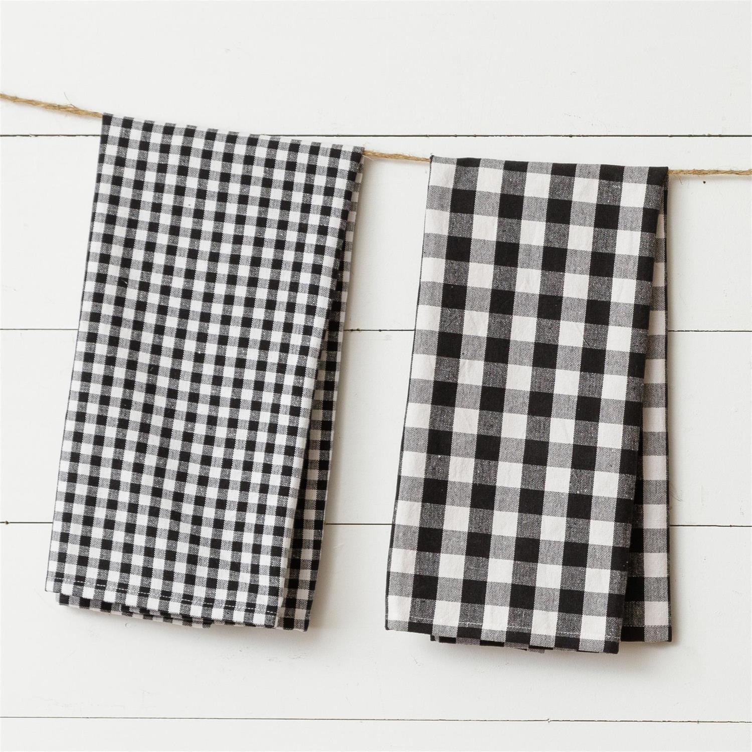 Black And White Buffalo Plaid Tea Towels