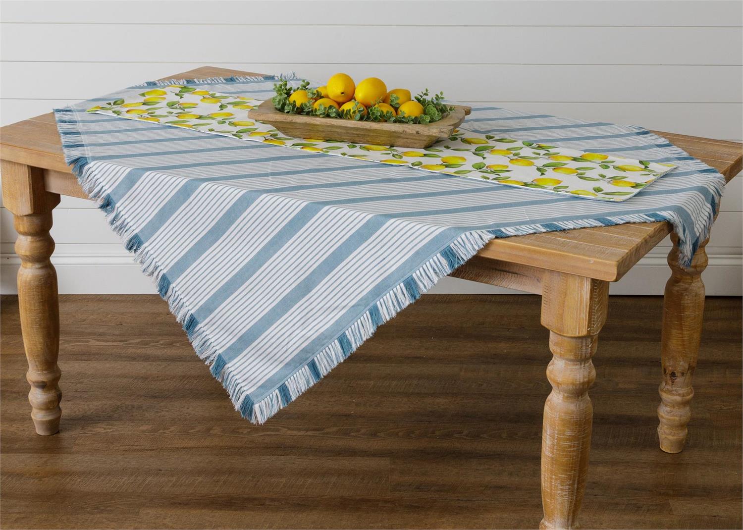 Table Cloth - Blue Grain Sack Stripe
