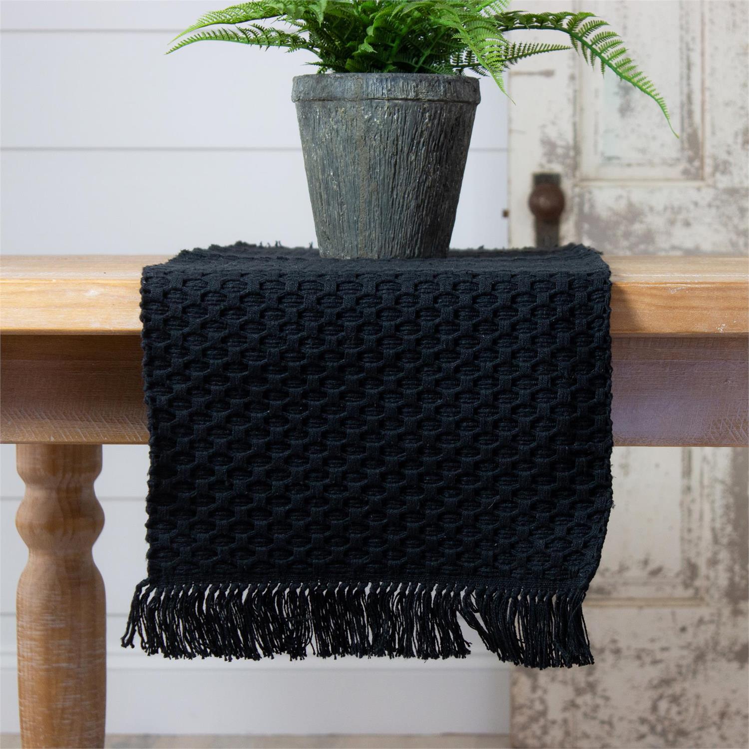 Table Runner - Woven, Black