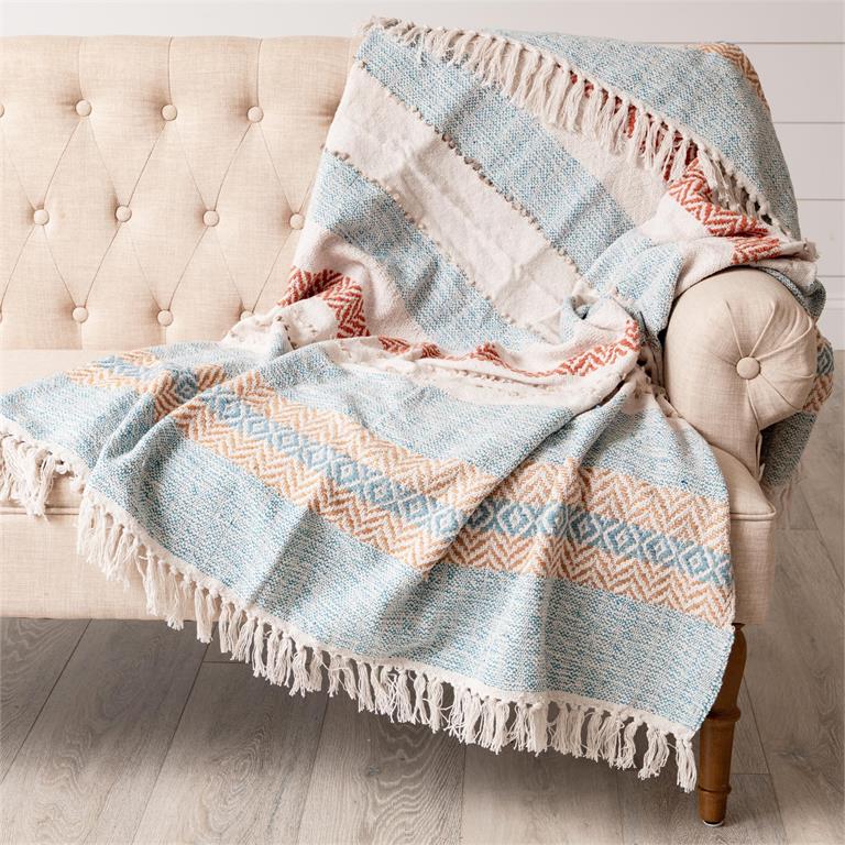 Knit Coral Stripes Throw