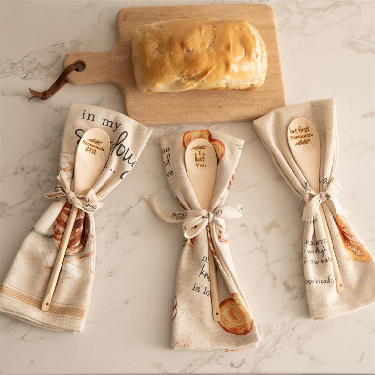 Sourdough Wooden Spoon And Towel Gift Set (S/3)