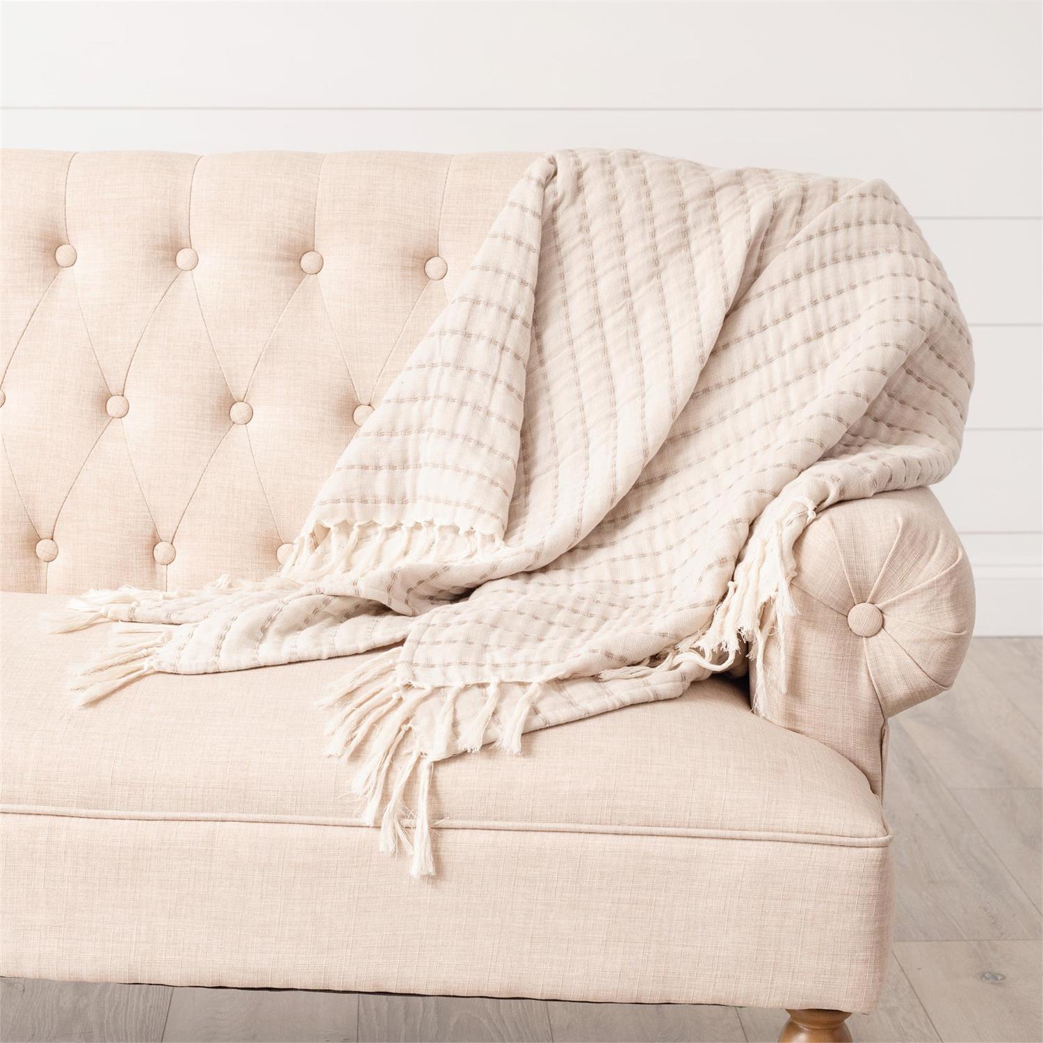 Double Weave Striped Throw