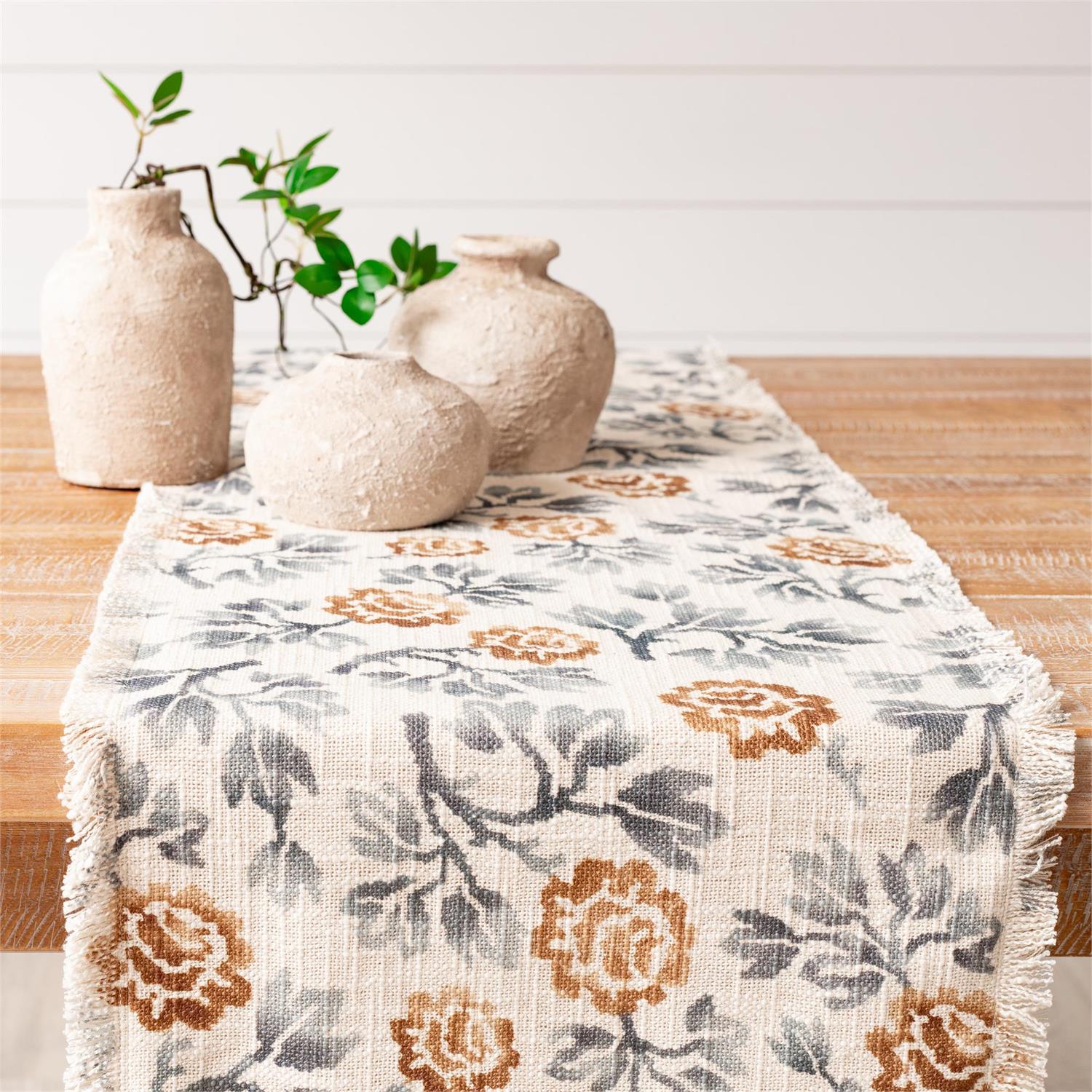 Blue Floral Motif Table Runner