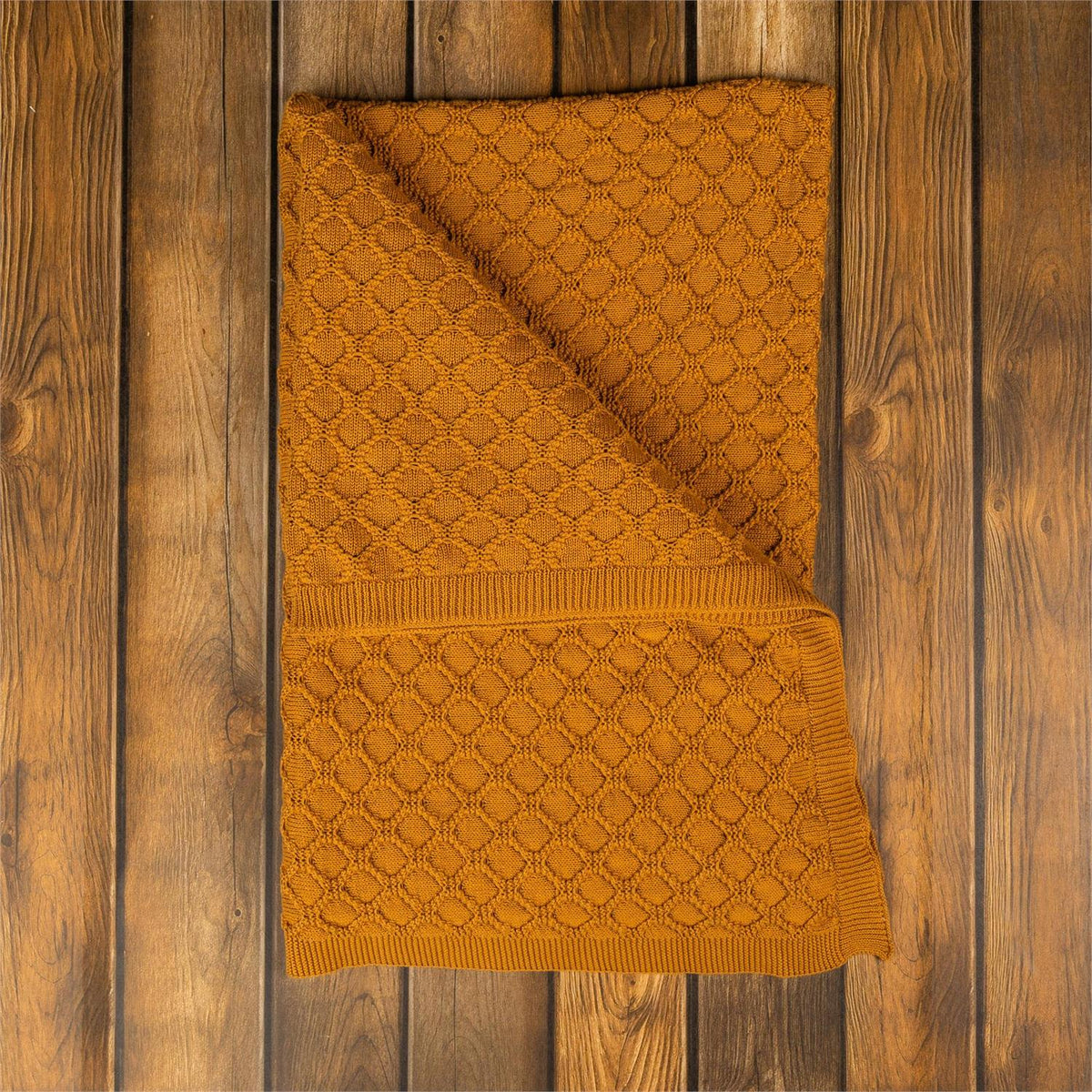 Gold Diamond Knit Throw