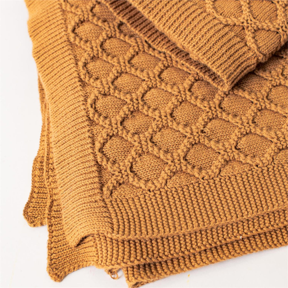 Gold Diamond Knit Throw