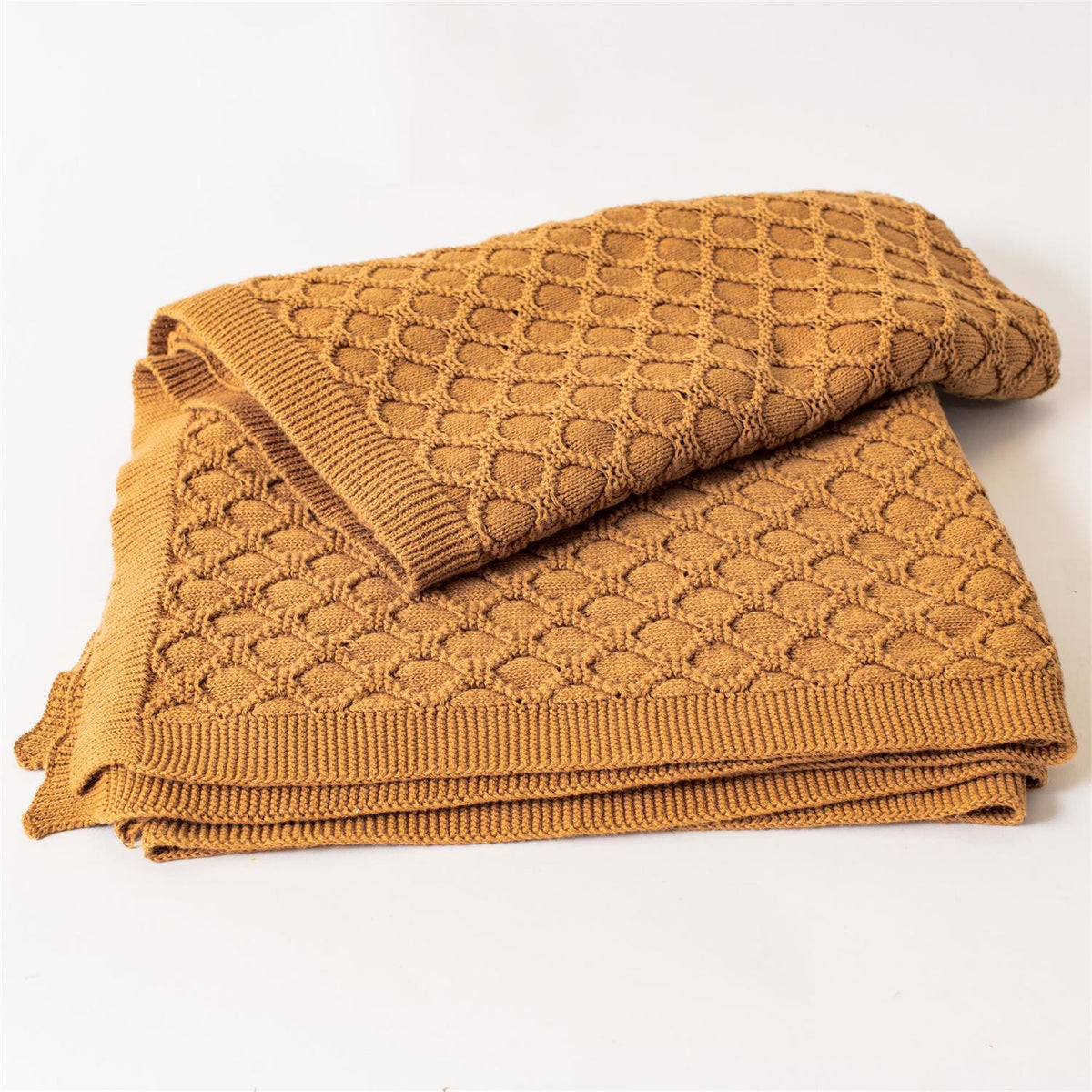 Gold Diamond Knit Throw