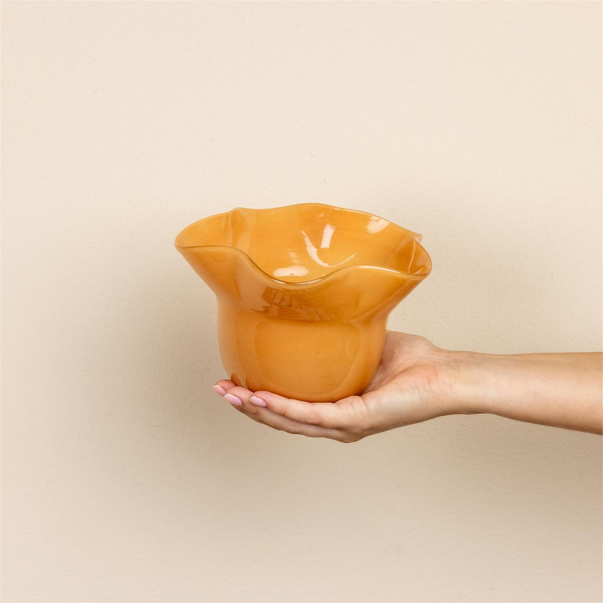 Amber Petalwave Glass Vase