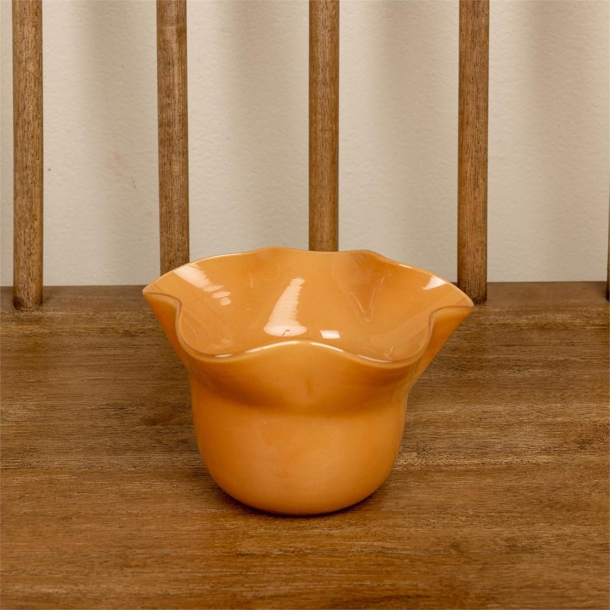 Amber Petalwave Glass Vase
