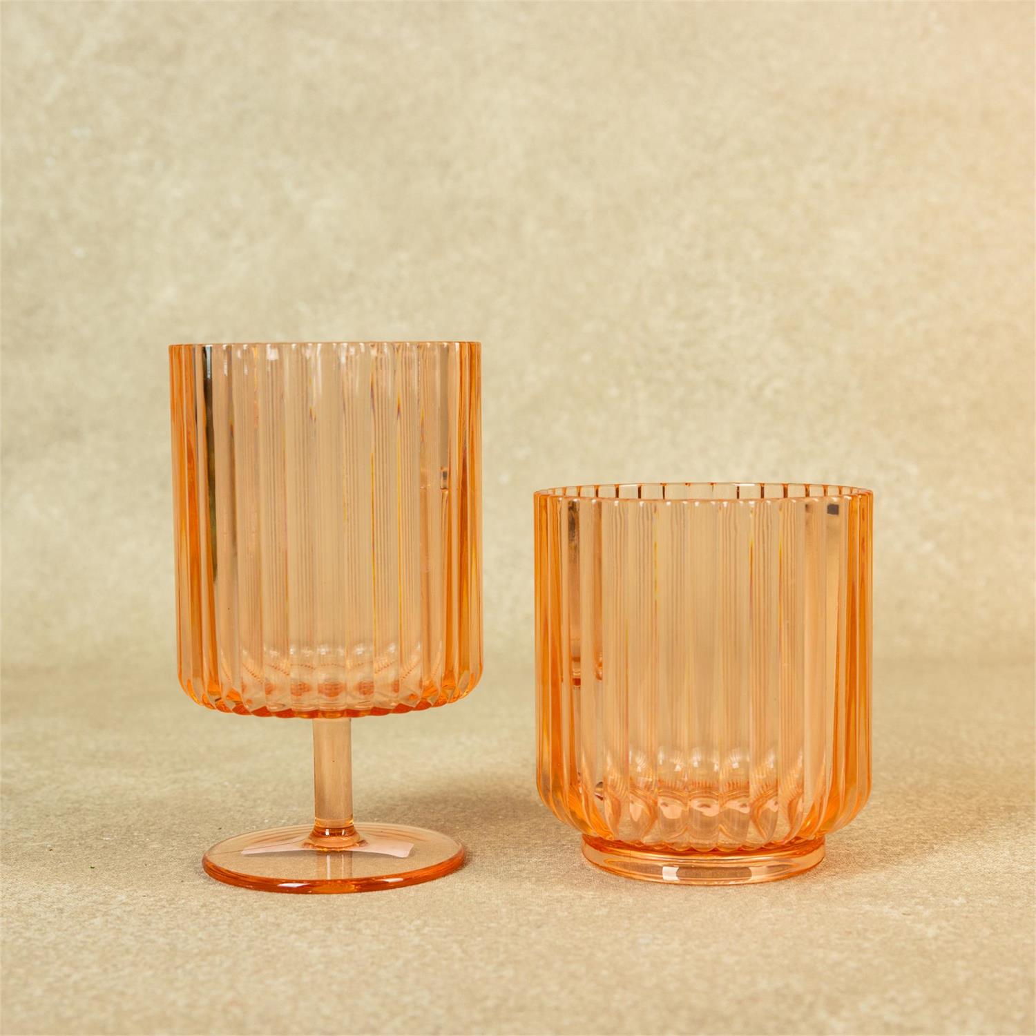 Ribbed Radiance Drinkware, Apricot Mist (Set of 2)