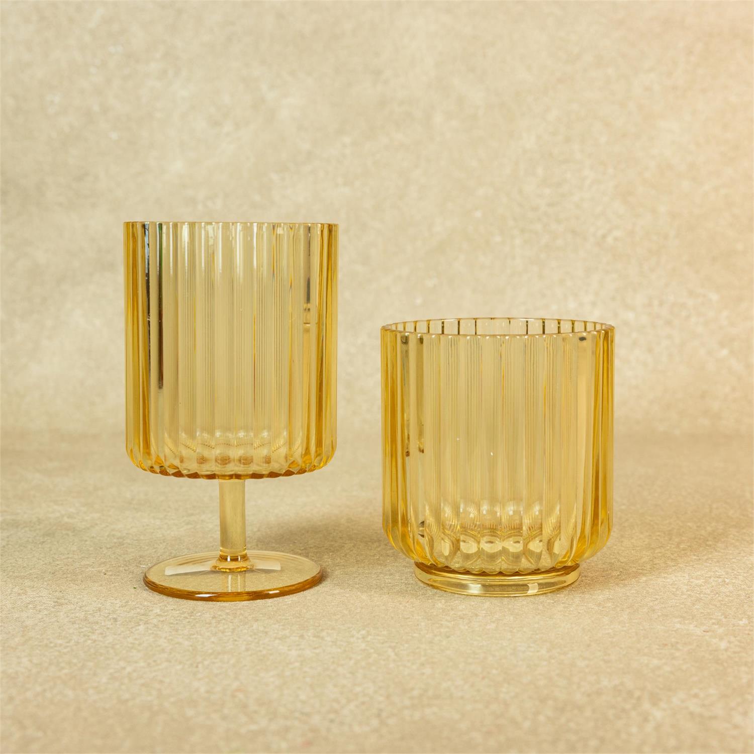 Ribbed Radiance Drinkware, Golden Dawn (Set of 2)