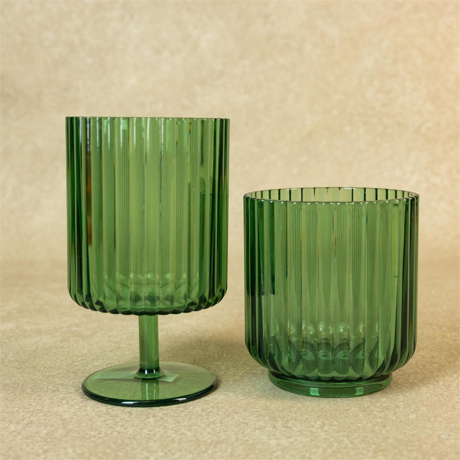Ribbed Radiance Drinkware, Meadow Green (Set of 2)