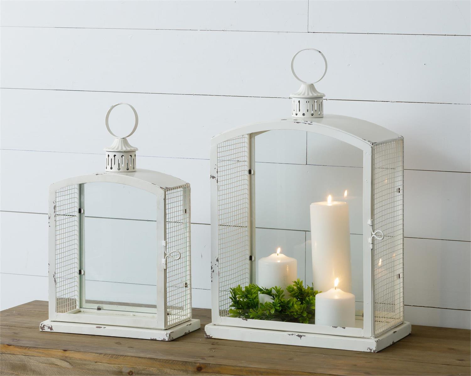 Lantern - Antiqued With Metal Mesh Siding