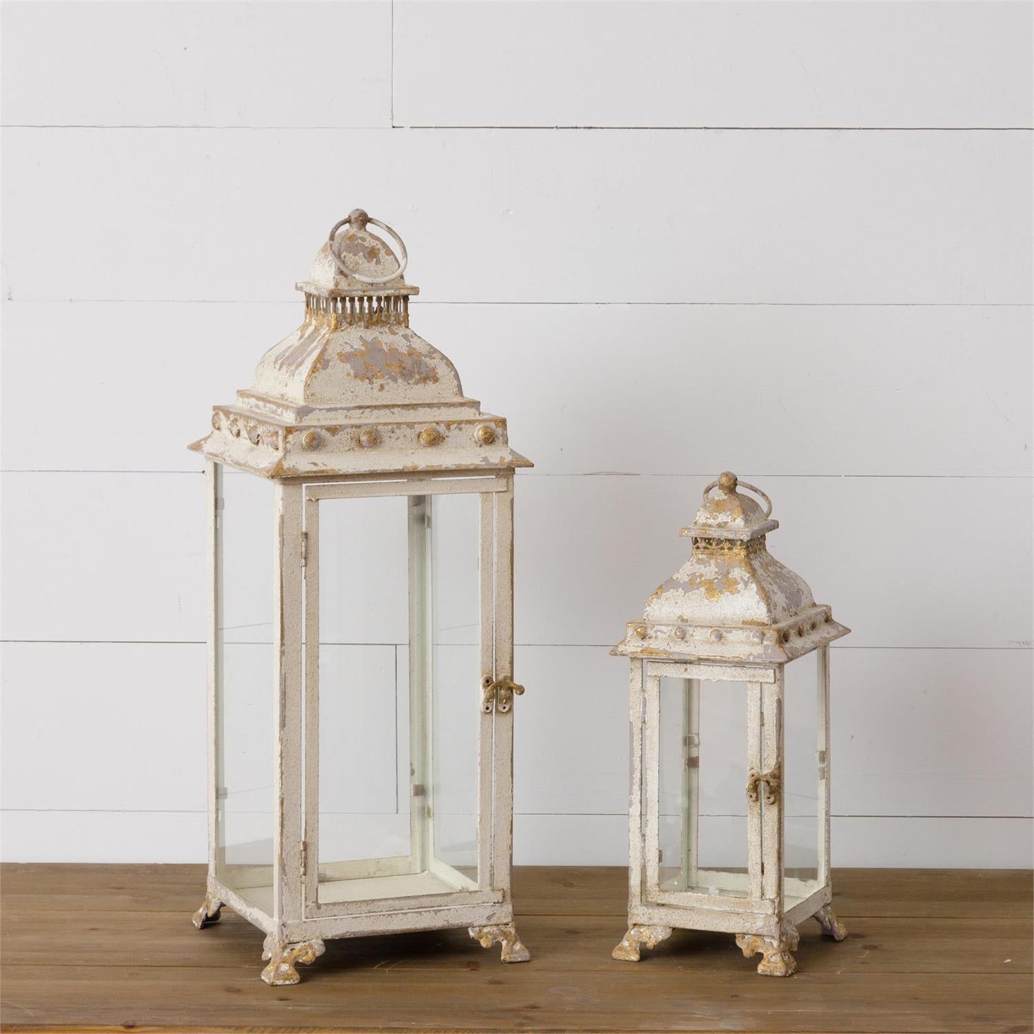 Lantern - Antiqued Cream And Gold