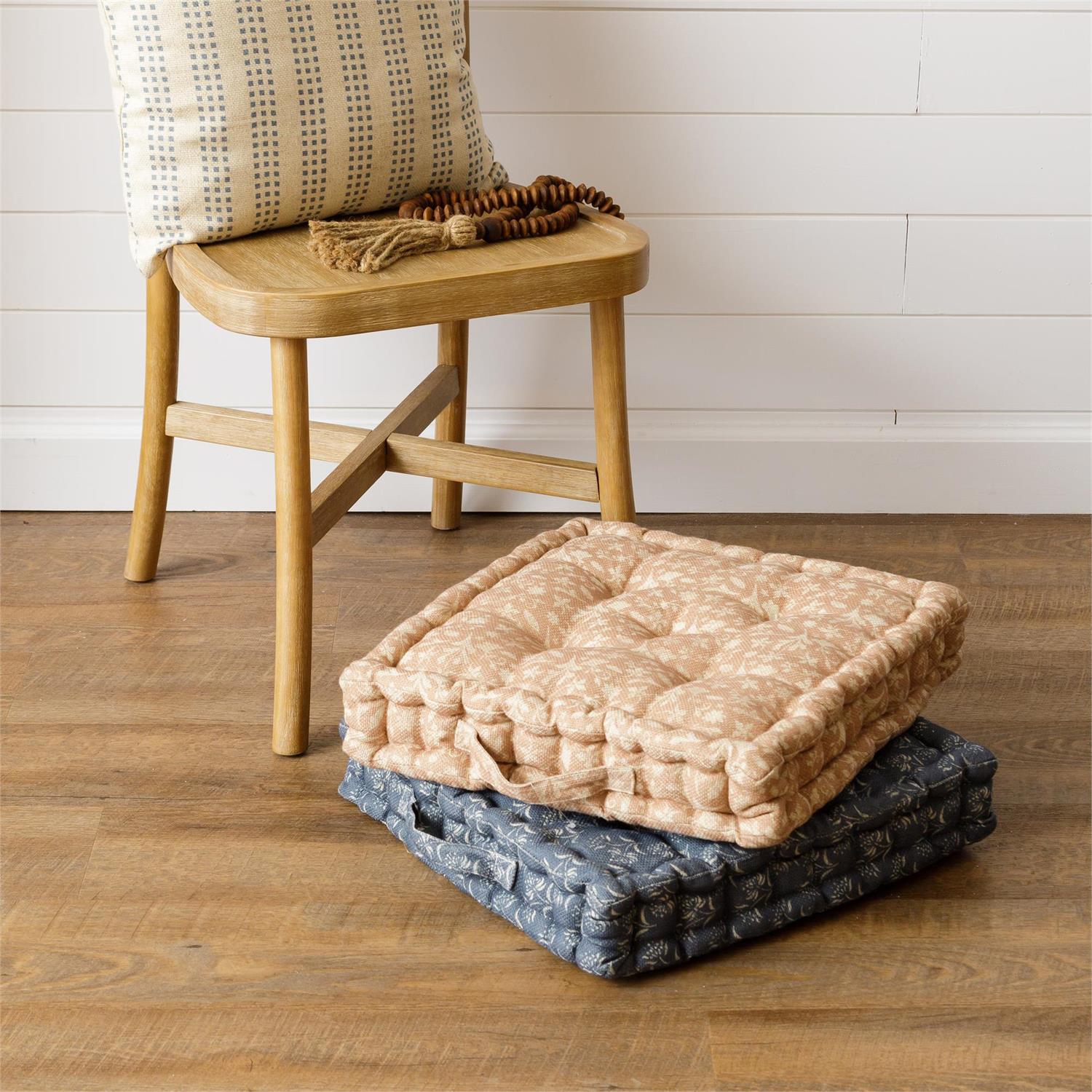 Floral Tufted Cushion, Sandstone