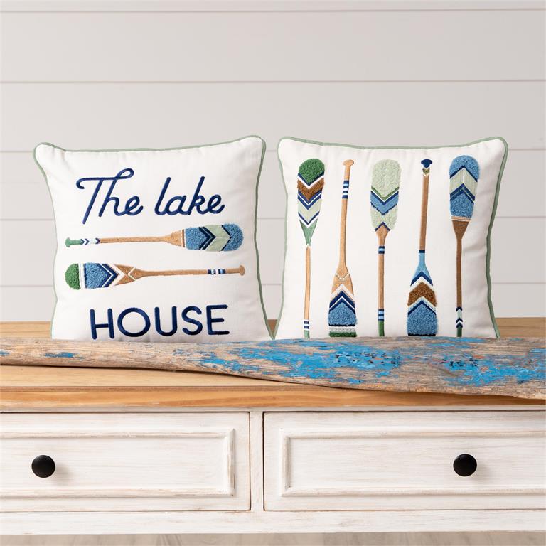 Pillow - Embroidered Lake House