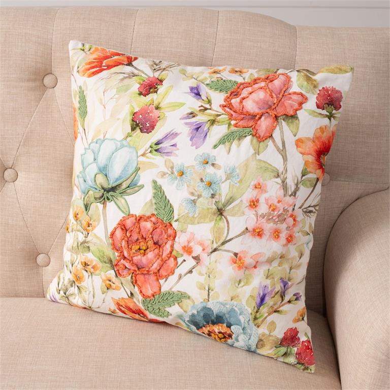 Pillow - Embroidered Garden Floral