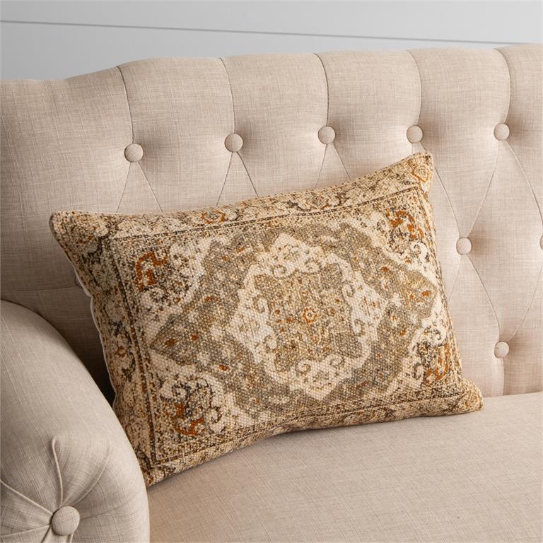 Knubby Slub Antique Rug, Rust Lumbar Pillow
