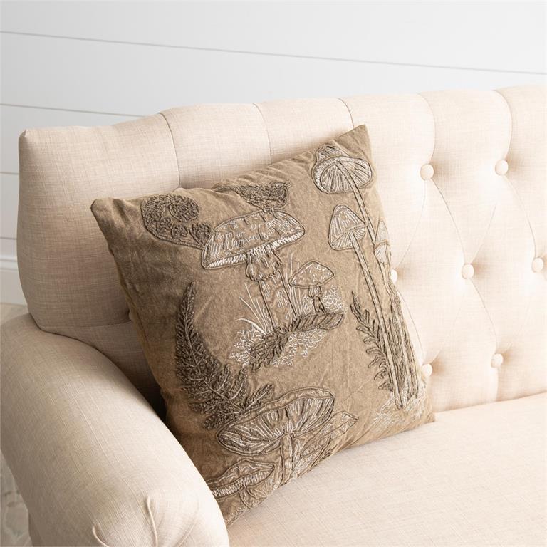 Pillow - Stonewash with Mushroom Embroidery