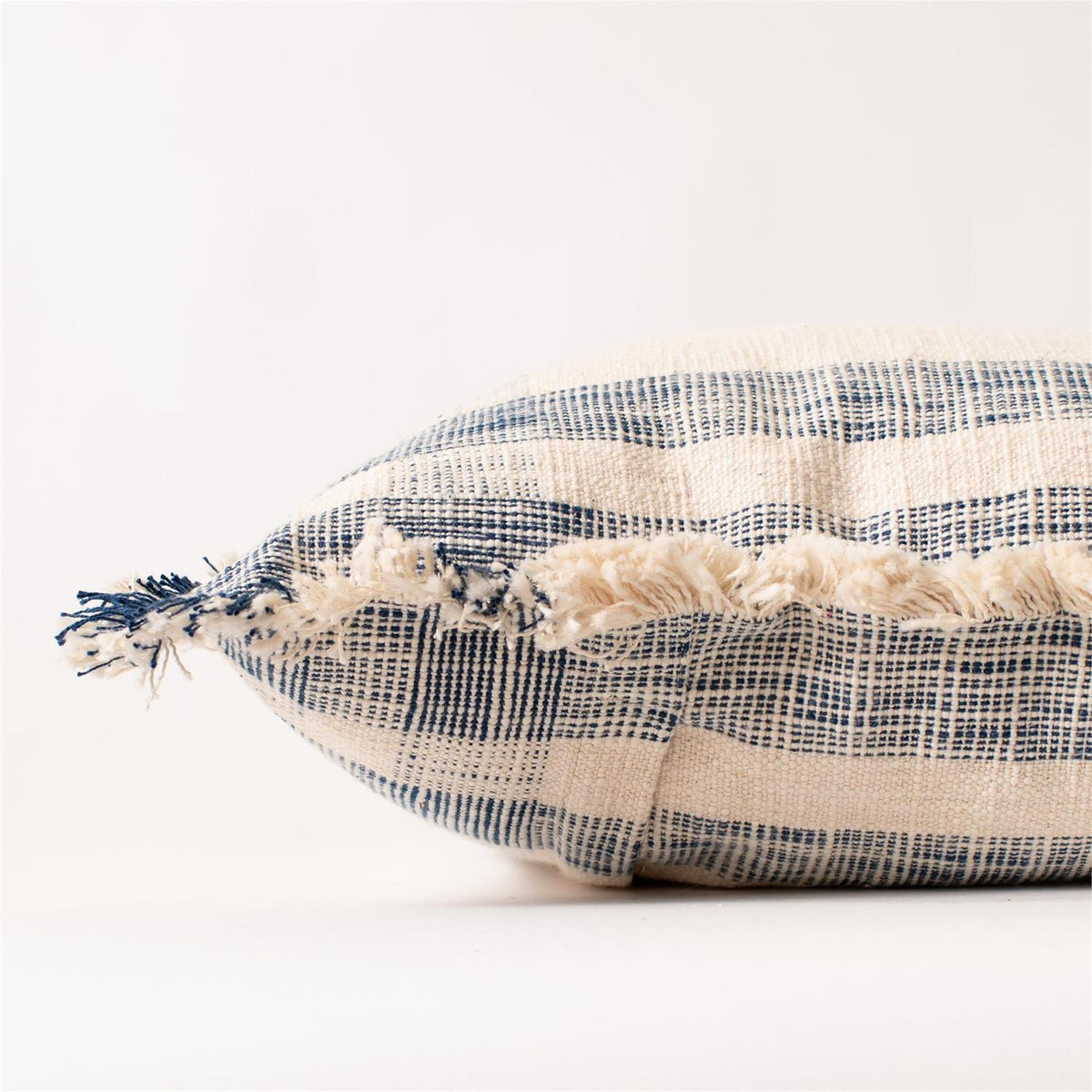Cream & Blue Windowpane Pillow
