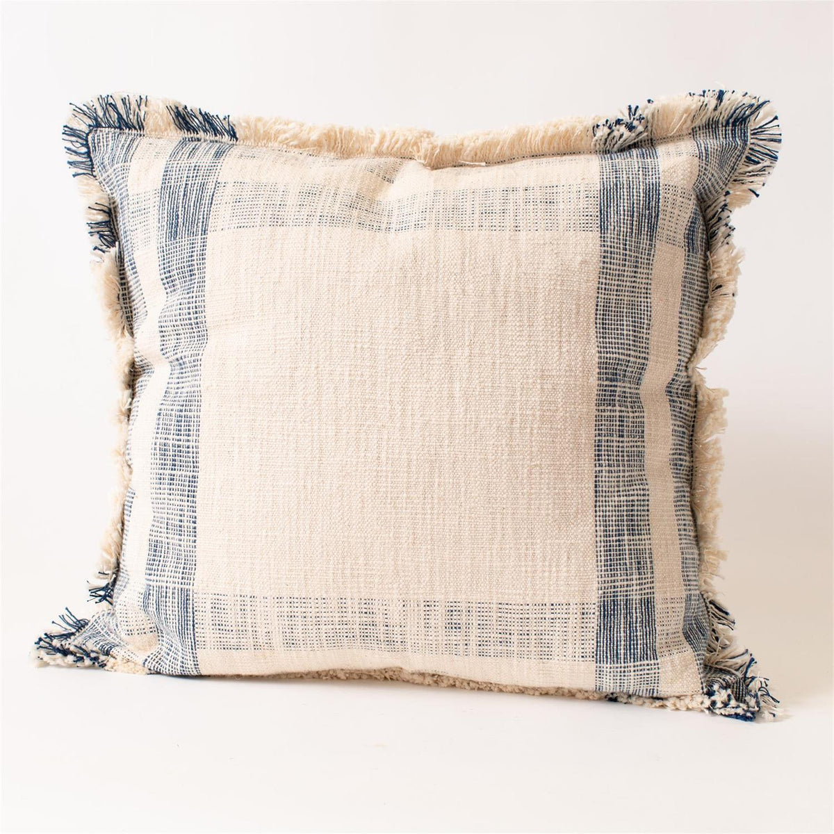 Cream & Blue Windowpane Pillow