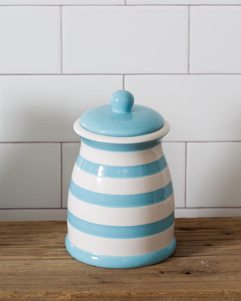 Cookie Jar - Blue and White Stripes