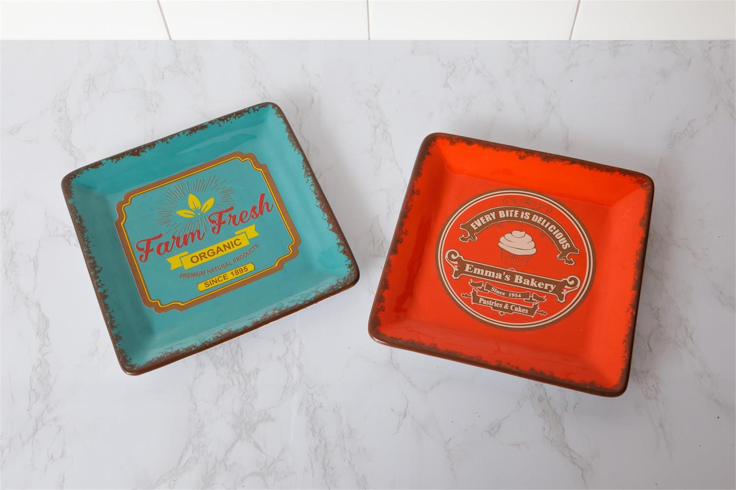 Retro Plates - Emma's Bakery, Farm Fresh Organic