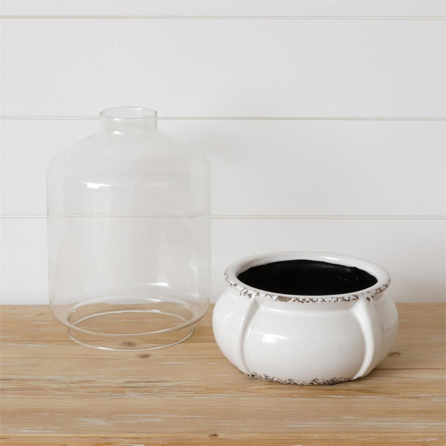 Glass Terrarium With Ceramic Base