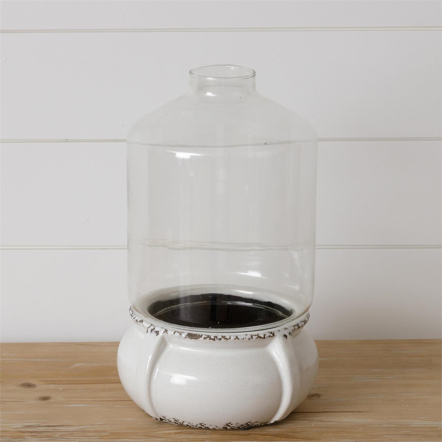 Glass Terrarium With Ceramic Base