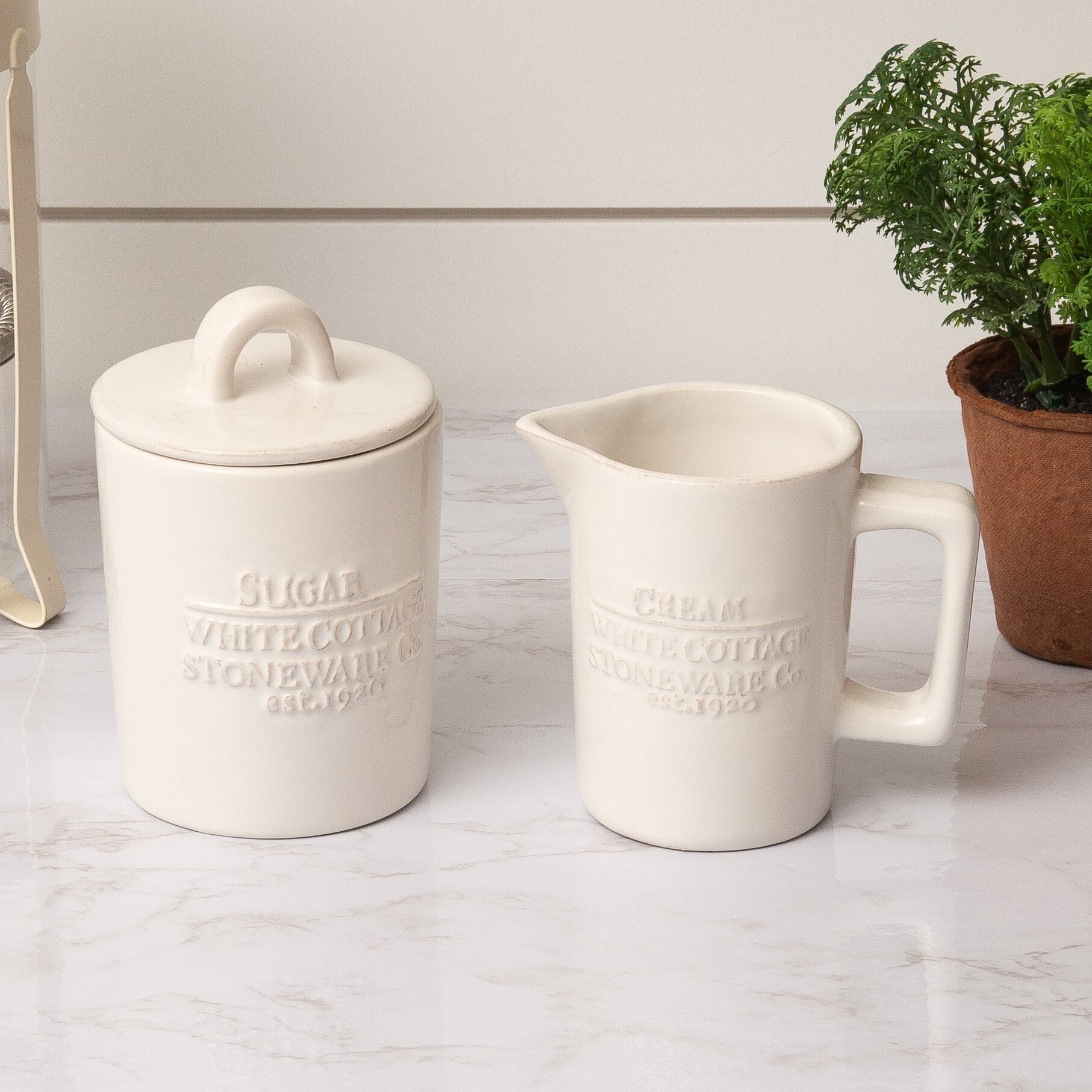 White Cottage Cream & Sugar (S/2)
