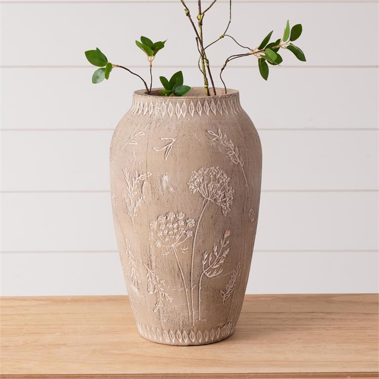 Embossed Botanical Vase