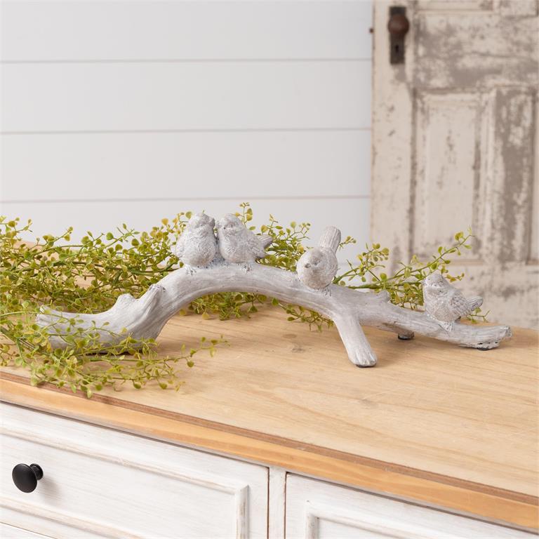 Cement Birds on Branch