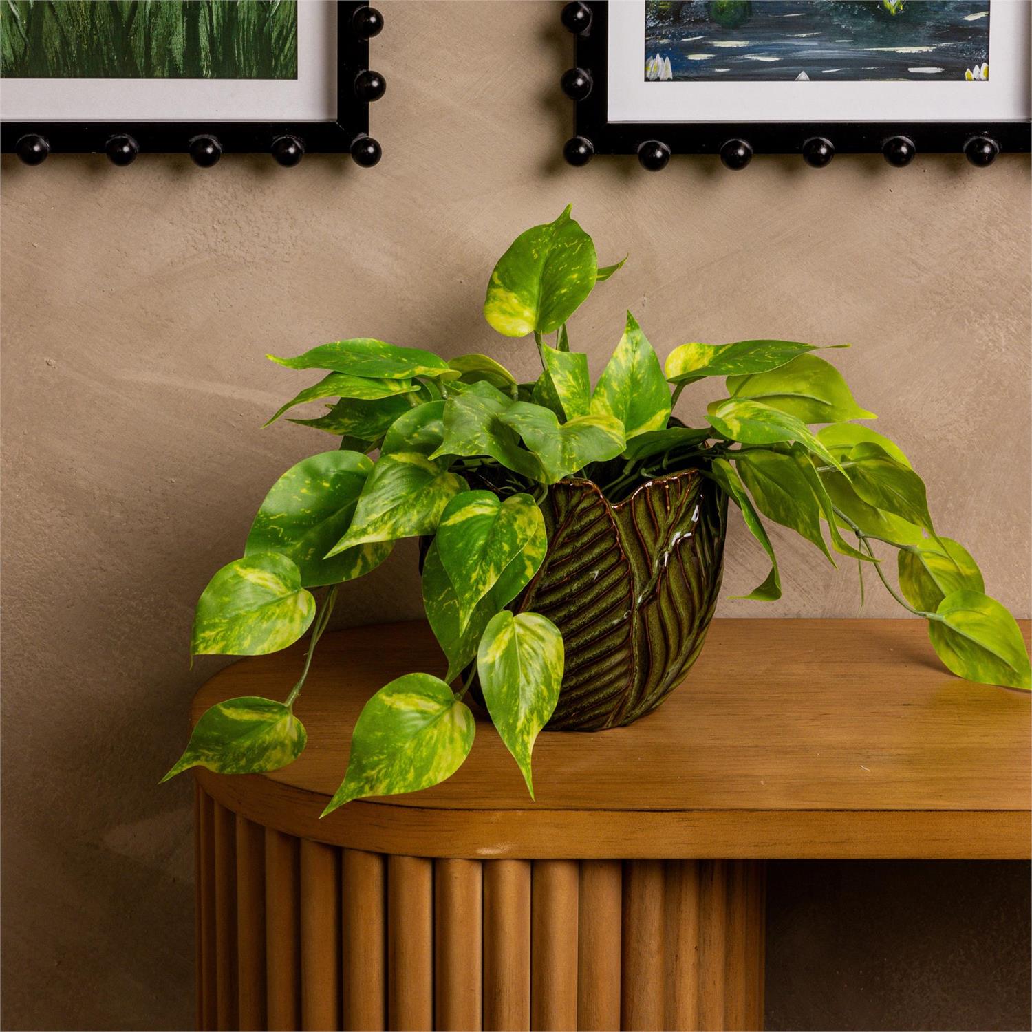 Reactive Glaze Leaves Planter