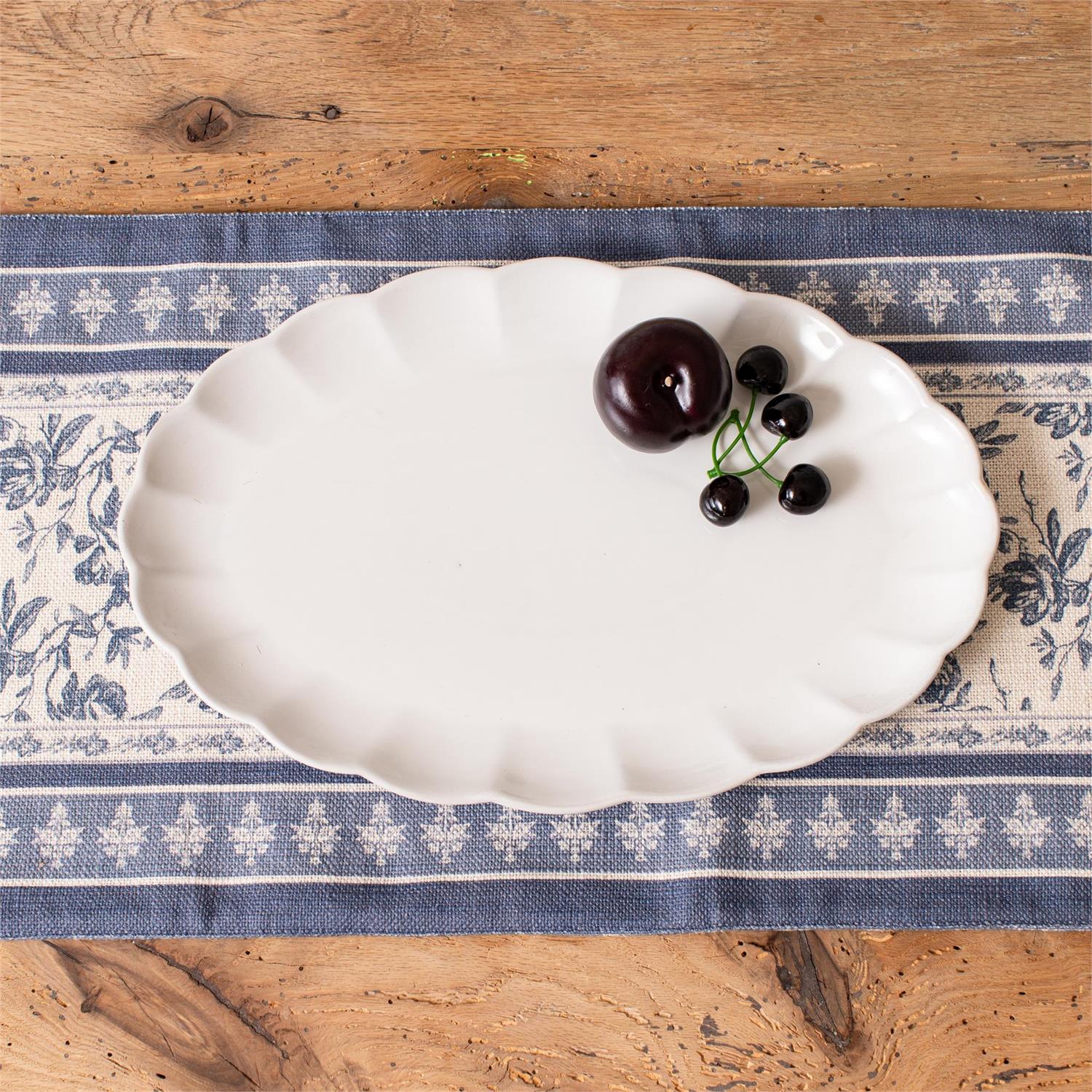 Platter - Cream Glaze Scalloped Edge