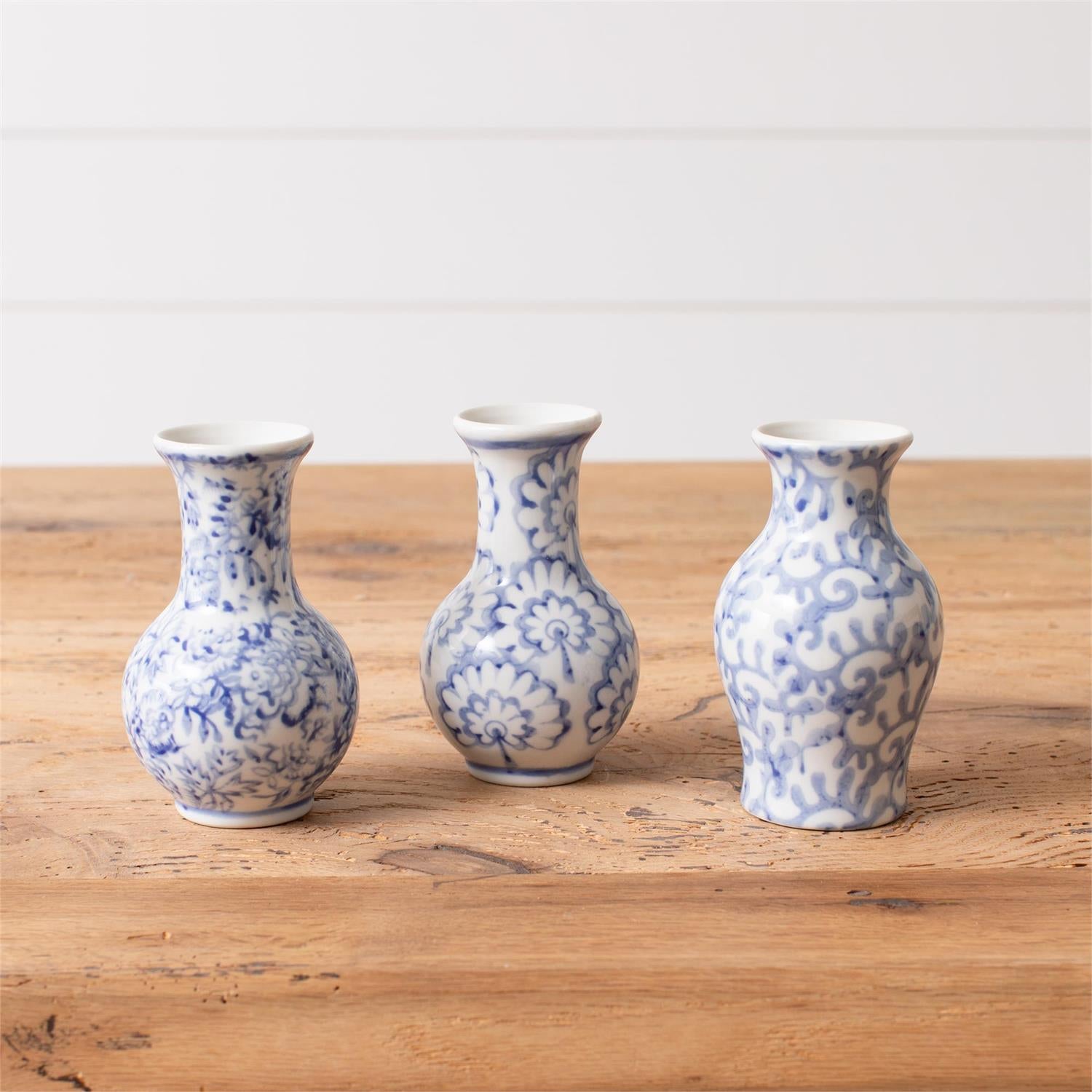 Blue Floral Bud Vases (S/3)