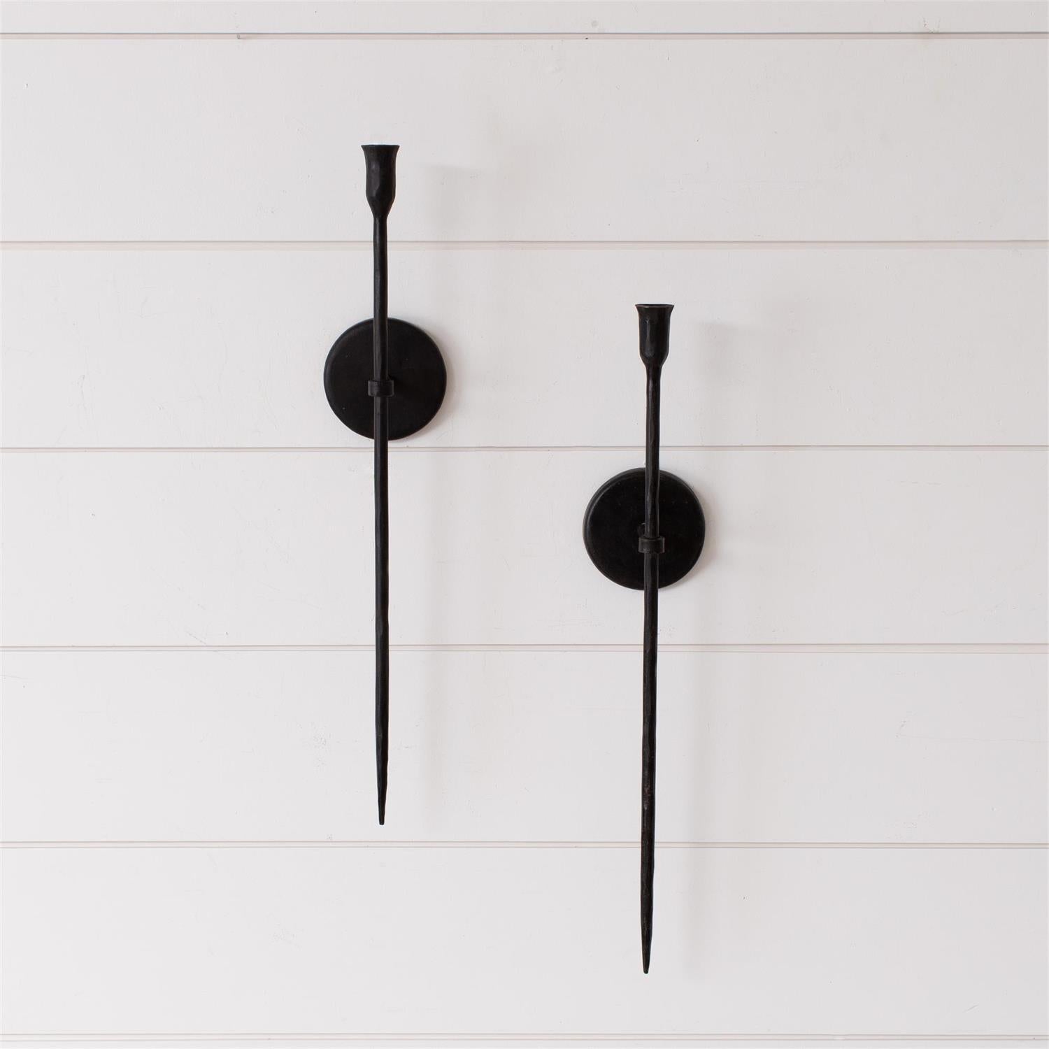 Black Iron Taper Candle Wall Sconce