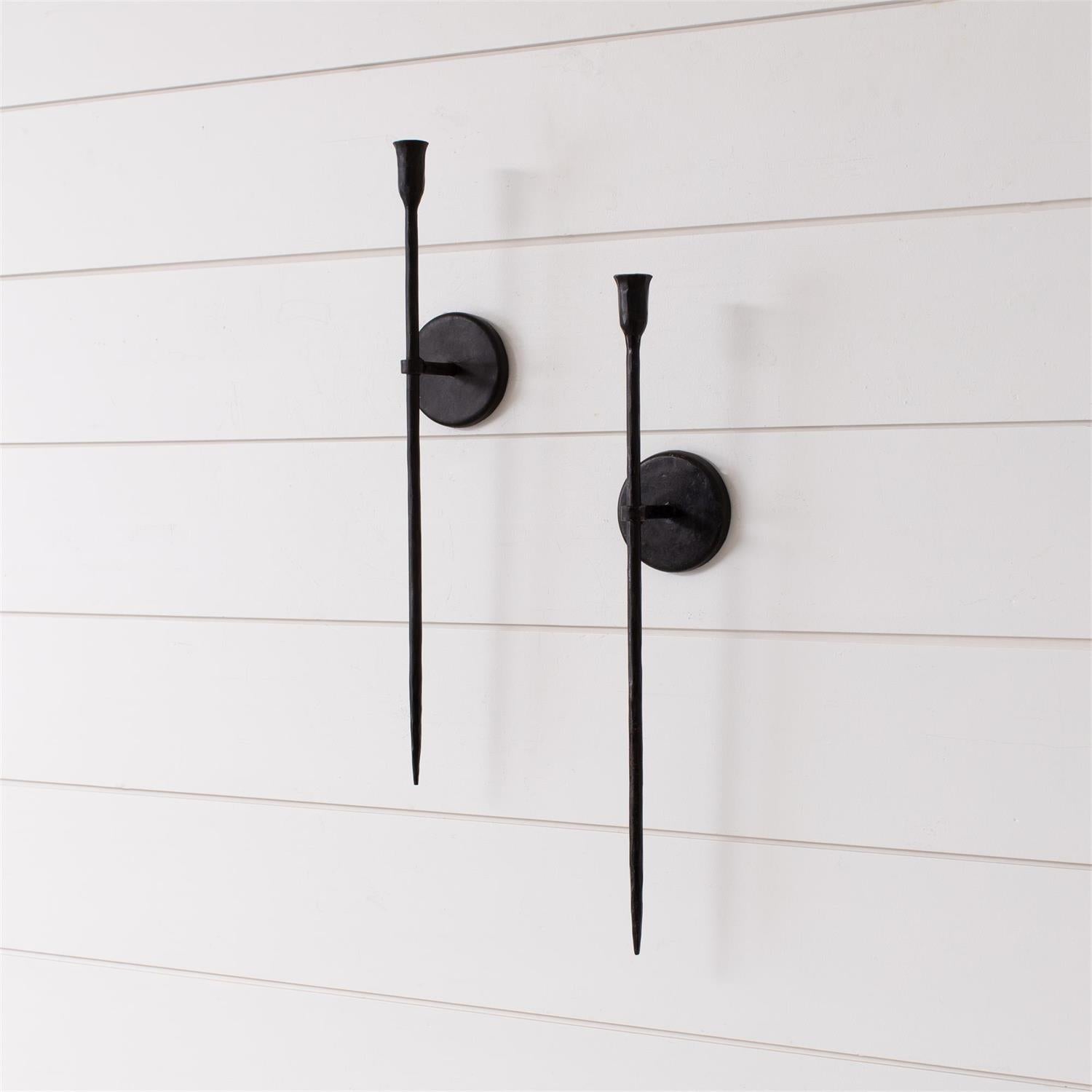 Black Iron Taper Candle Wall Sconce