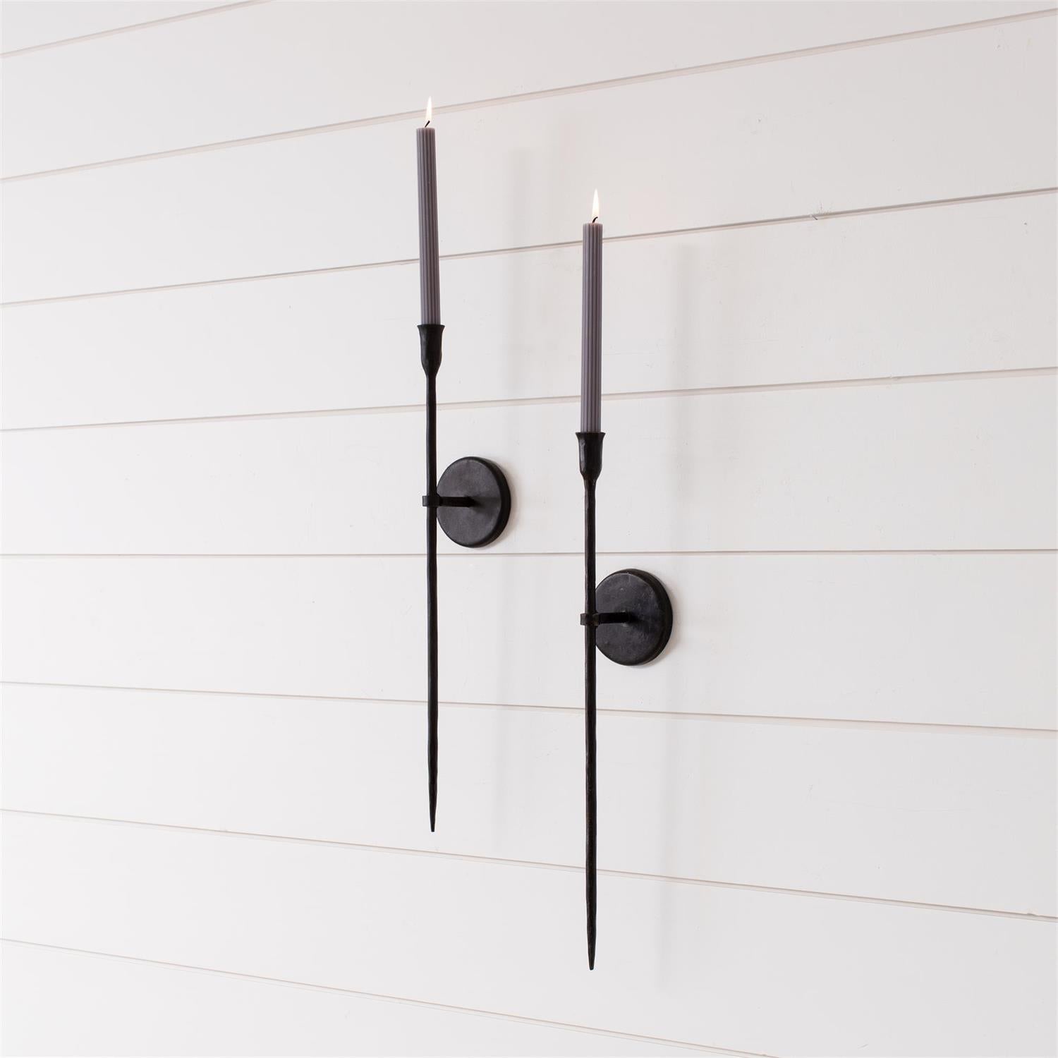 Black Iron Taper Candle Wall Sconce