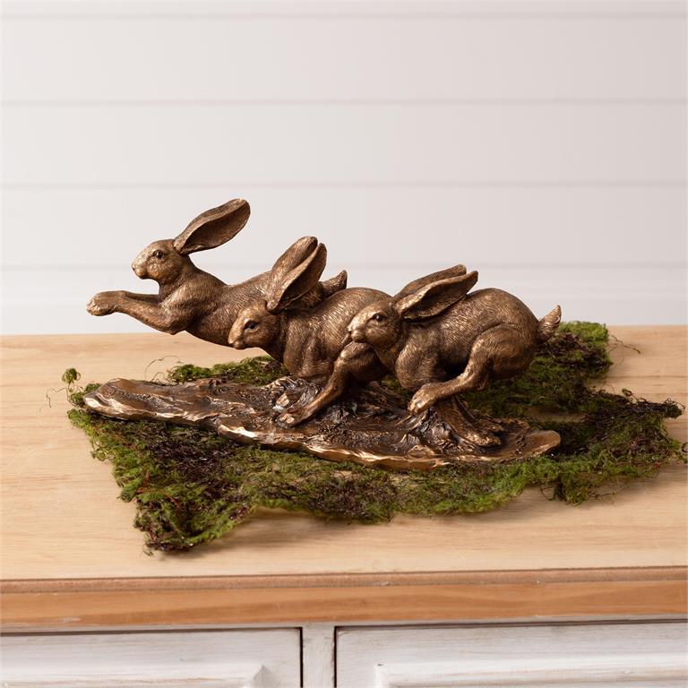 Leaping Gold Hares
