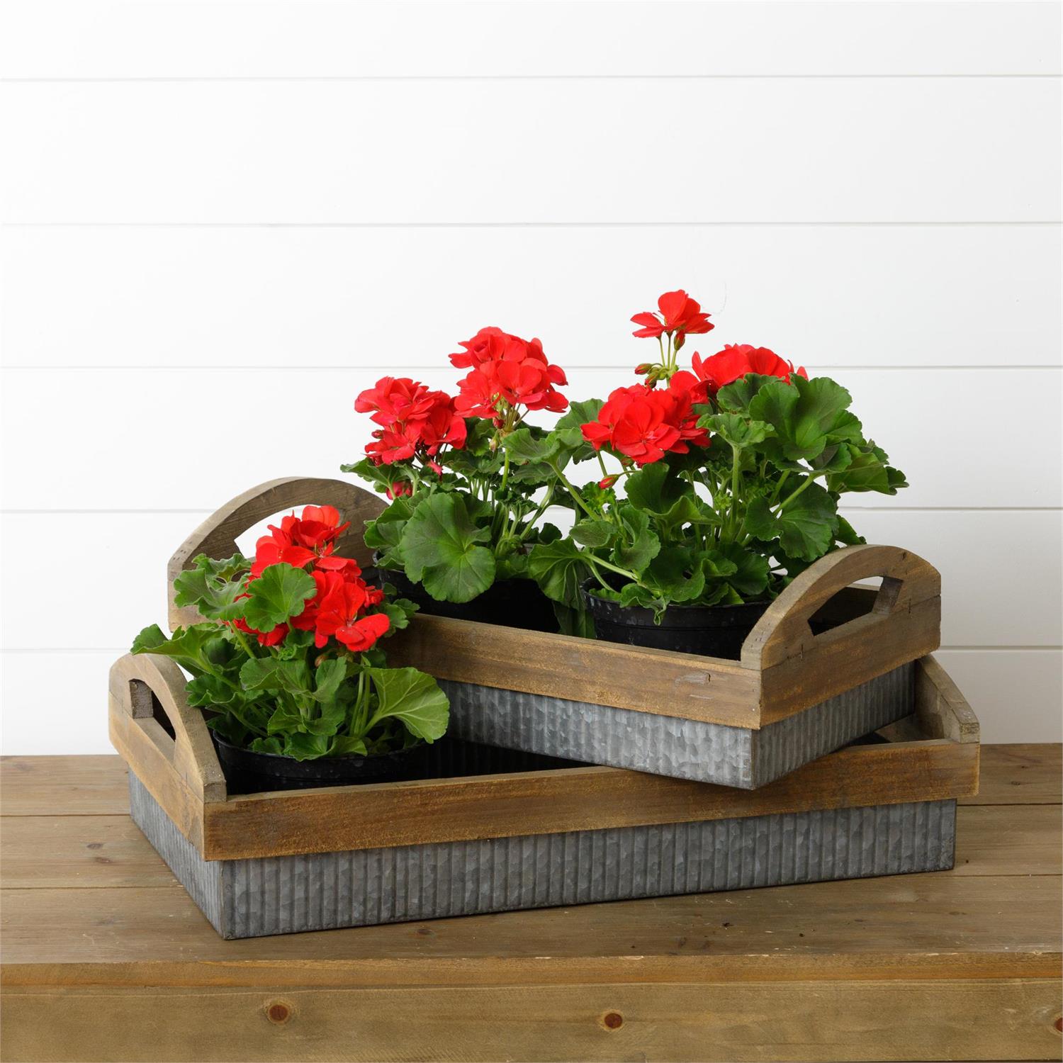 Galvanized Metal And Barnwood Trays