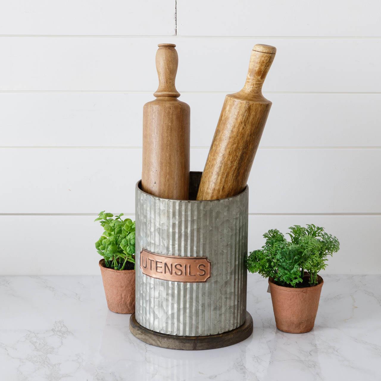 Utensils Holder - Corrugated Metal