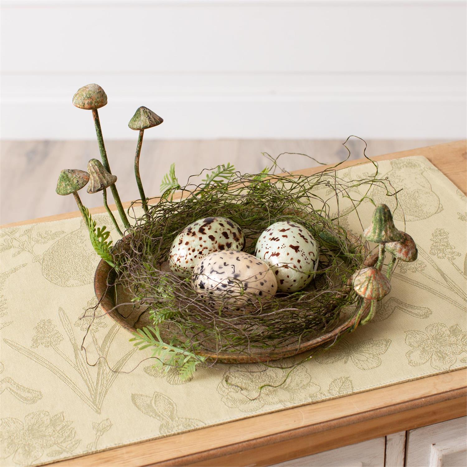 Rustic Metal Tray w/ Mushrooms