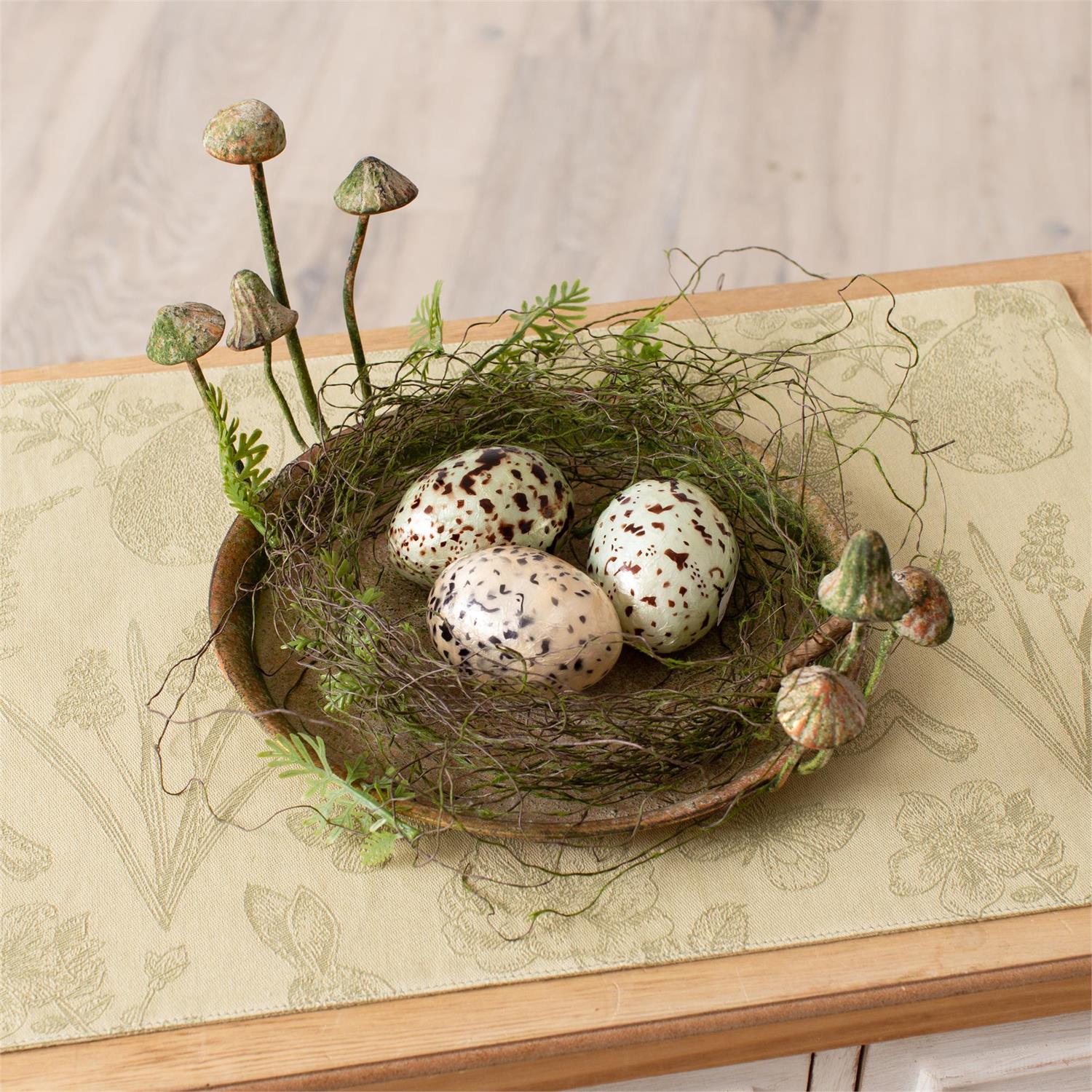 Rustic Metal Tray w/ Mushrooms