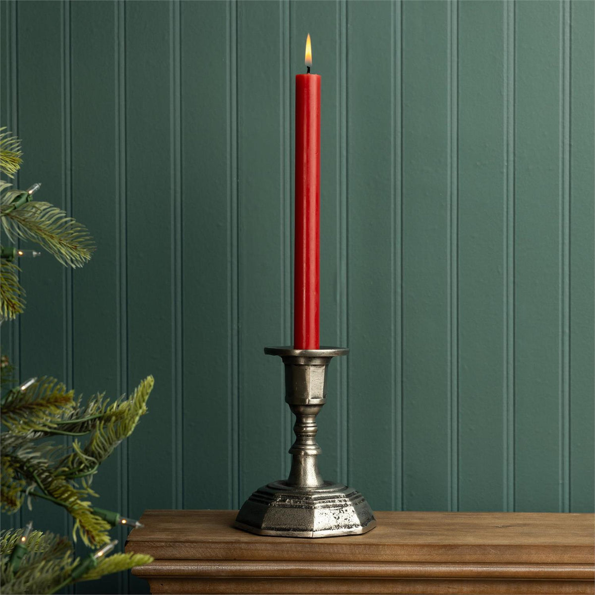 Antiqued Pewter Finish Candle Holder
