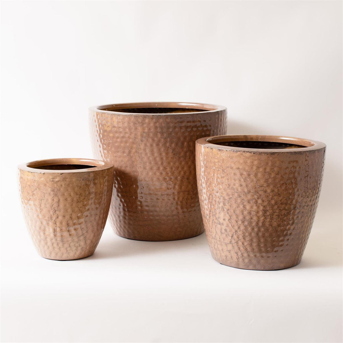 Hammered Terracotta Planters (S/3)