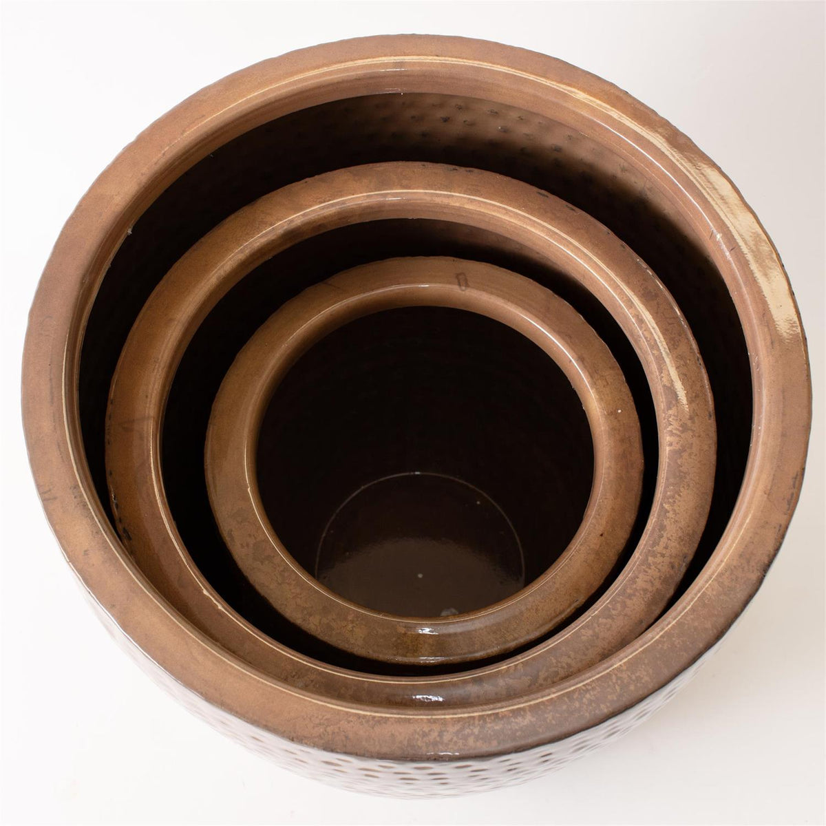 Hammered Terracotta Planters (S/3)