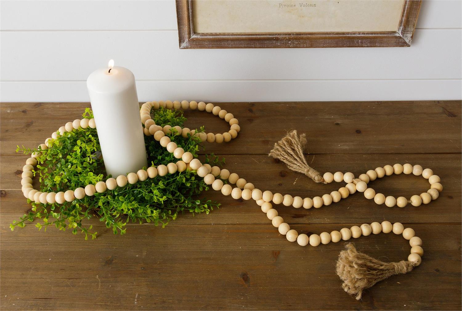 Natural Wood Beads With Tassels