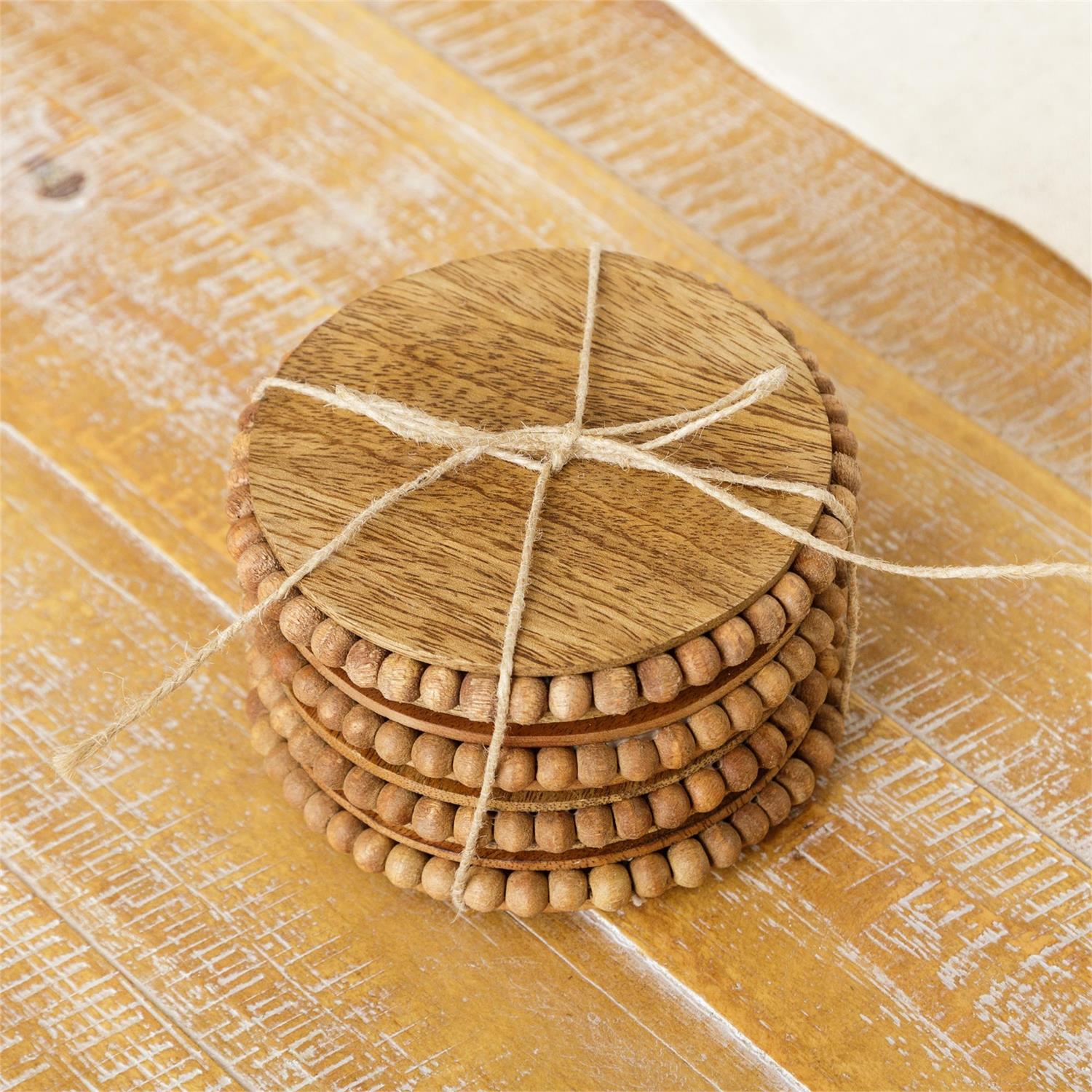 Mango Wood Beaded Coasters