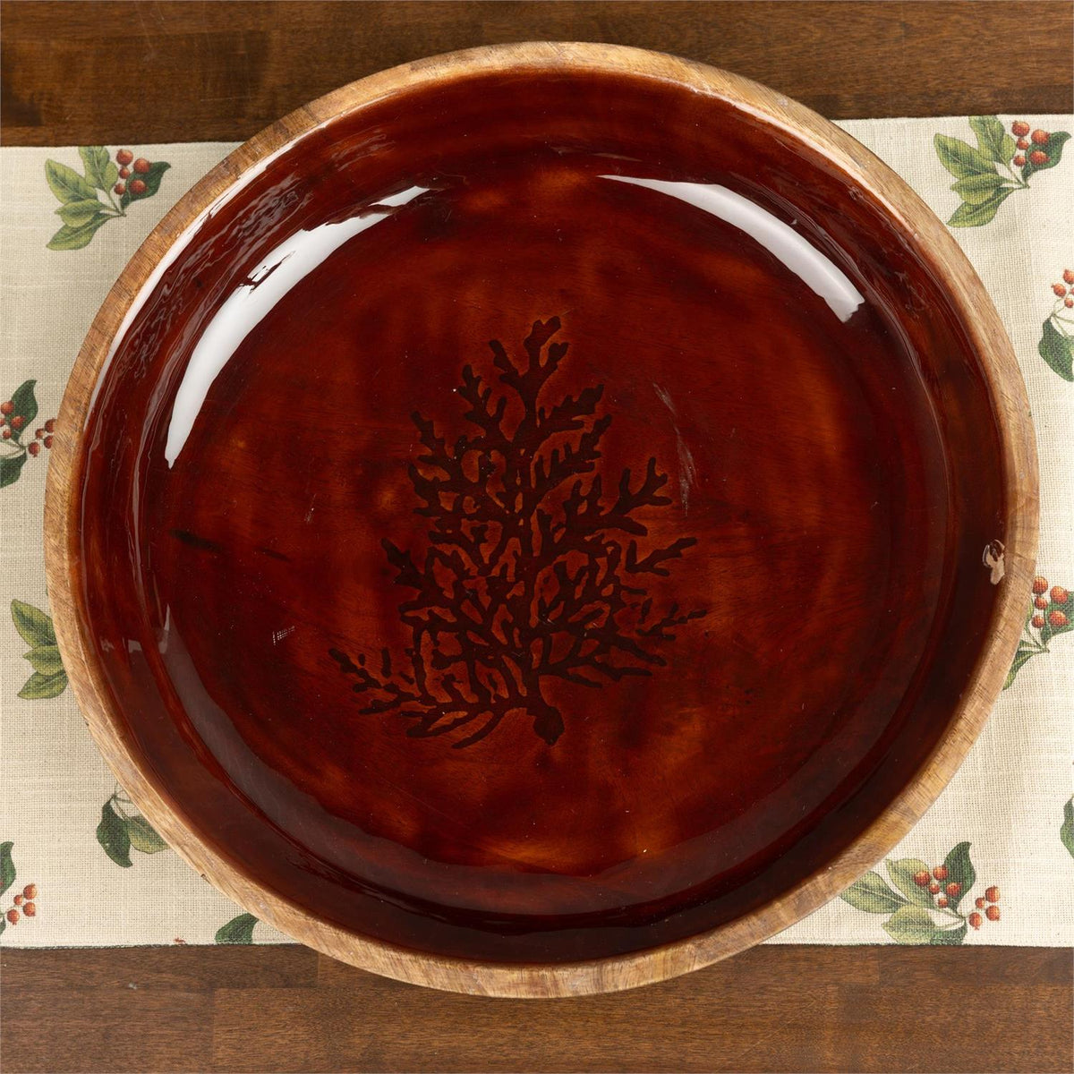 Bowl - Mango Wood Brown Enamel