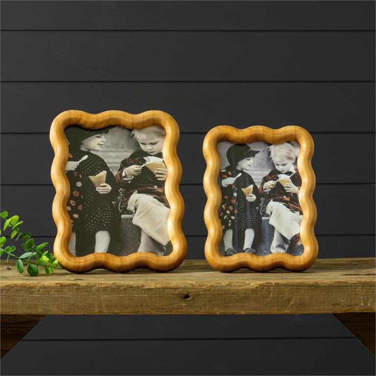 Wavy Edge Wood Photo Frames (S/2)