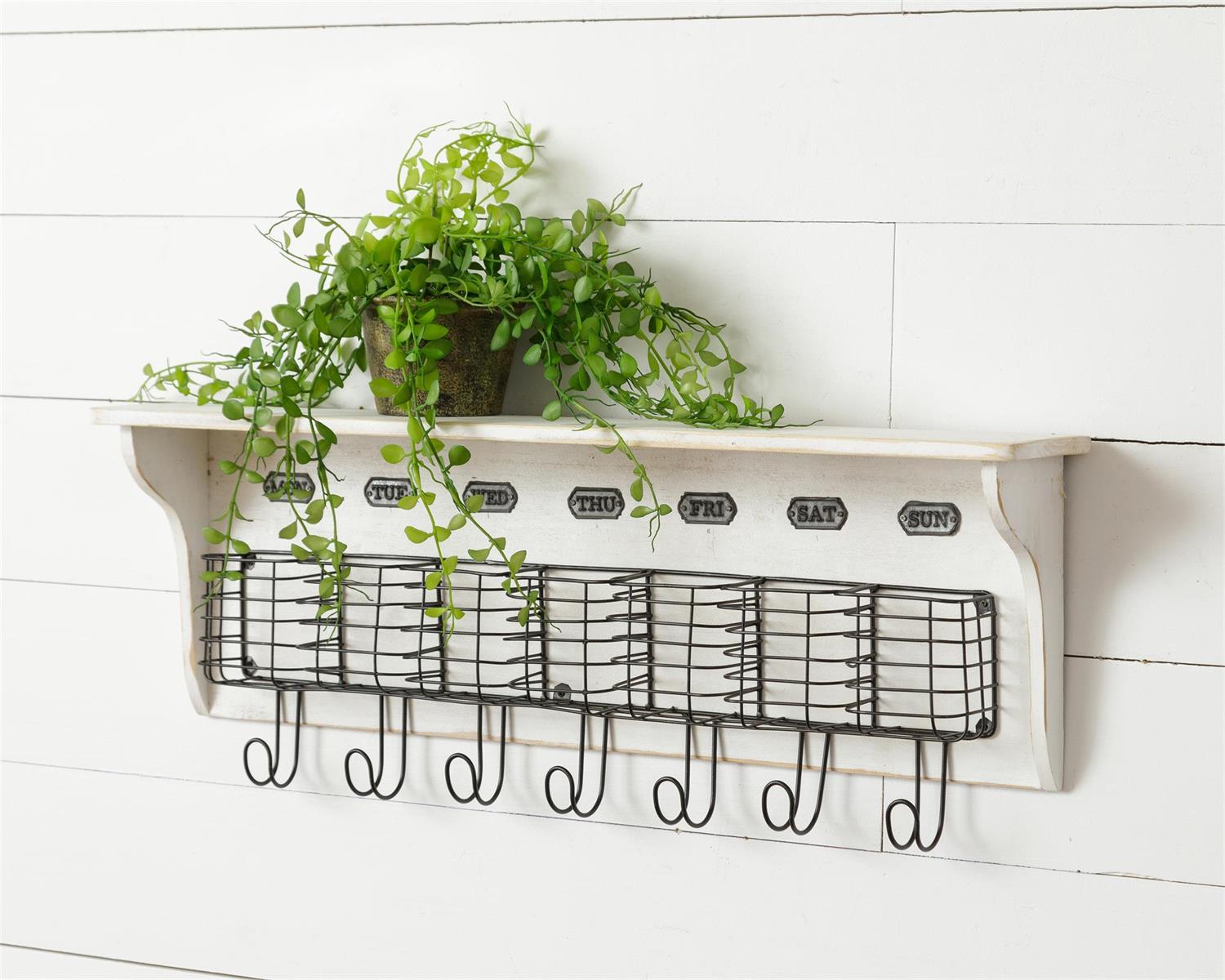 Weekly Organizer Shelf with Hooks